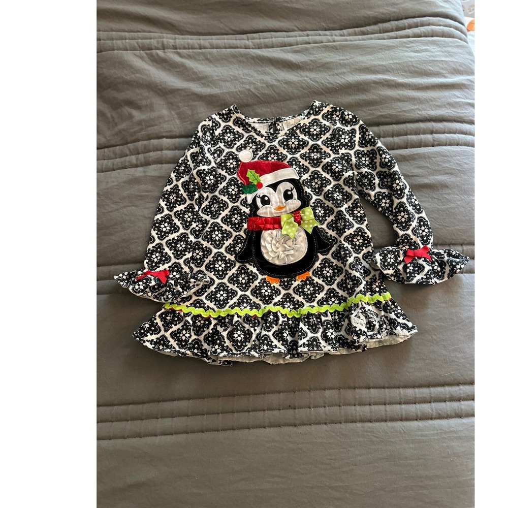 Emily Rose Penguin Tunic Size 3T Black/White Holiday/Christmas/Winter